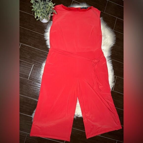 Lauren Ralph Lauren orange wide legged jumpsuit sz 2X - Picture 2 of 7